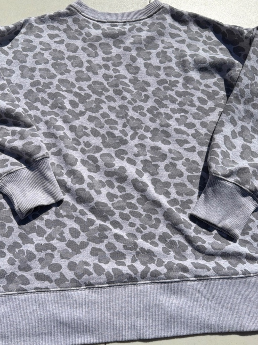 Aerie Oversized Desert Crewneck Sweatshirt gray leopard print, featuring a